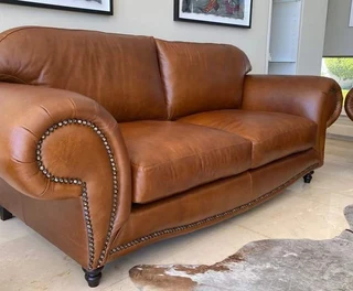 Classic 2.3m Serengetti Genuine Leather Three Seater Couch. 100% Full Gameskin All-round, Brand New