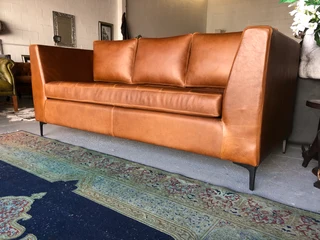 Brand New  2.1m Contemporary Design Genuine Leather Three Seater Sofa (with Tuffed Stitch Detailing)