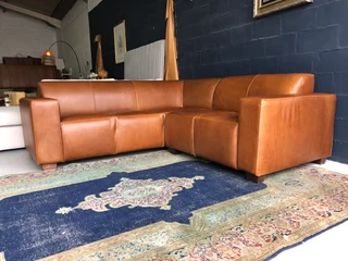 Newly Manufactured 2.2m X 2.2m Genuine Leather Marconi  l-shape Corner Lounge. (a Compatible Design)