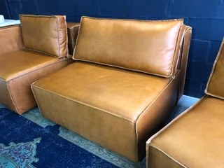 Brand new &amp; extremely large 3m MARCONI STYLE full genuine leather three division modular sofa.