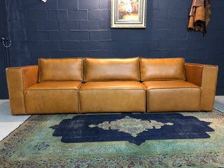 Brand new &amp; extremely large 3m MARCONI STYLE full genuine leather three division modular sofa.