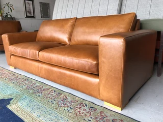 Brand New 2.2m Genuine Leather Casa Design Three Seater Sofa. (a Large Two Division Seating Platform