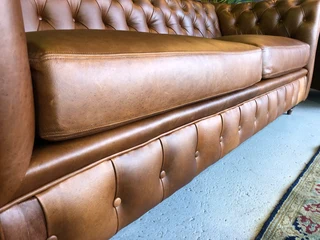 (ON PROMOTION) 3pc genuine leather CHESTERFIELD lounge suite (2 x ARMCHAIRS plus 1 x THREE SEATER)