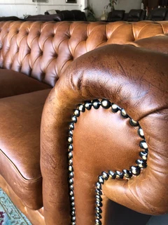 (ON PROMOTION) brand new 2pc genuine Leather CHESTERFIELD lounge suite, (2 x 2.2m THREE SEATER SOFAS