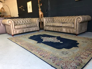 Brand New 2 Piece Full Grain Zambezi Genuine Leather Chesterfield Lounge Suite. (2 & 3 Seater)
