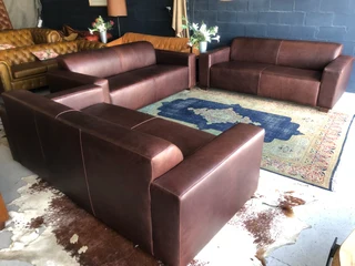 Luxurious 3 piece gameskin genuine leather MARCONI STYLE lounge suite (3 x 2.1m three seater sofas)