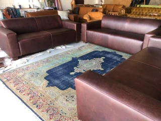 Luxurious 3 piece gameskin genuine leather MARCONI STYLE lounge suite (3 x 2.1m three seater sofas)