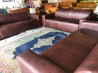 Luxurious 3 piece gameskin genuine leather MARCONI STYLE lounge suite (3 x 2.1m three seater sofas)