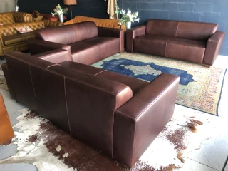 Luxurious 3 piece gameskin genuine leather MARCONI STYLE lounge suite (3 x 2.1m three seater sofas)