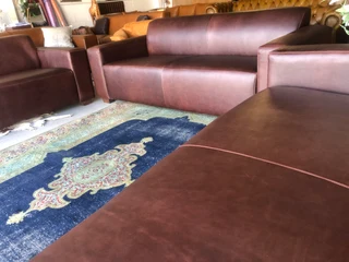 Luxurious 3 piece gameskin genuine leather MARCONI STYLE lounge suite (3 x 2.1m three seater sofas)