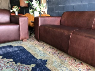 (ON PROMOTION) Magnificent 2pc genuine leather MARCONI STYLE lounge suite (2 x 2.1m Three seaters)