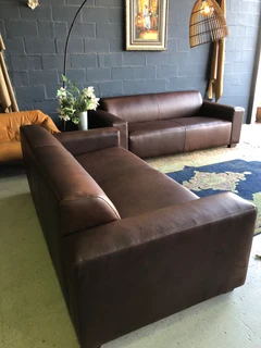 (ON PROMOTION) Magnificent 2pc genuine leather MARCONI STYLE lounge suite (2 x 2.1m Three seaters)