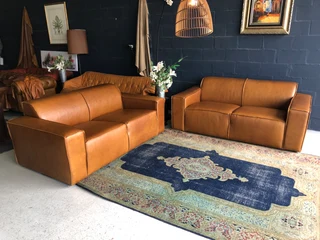 (ON PROMOTION) Brand new 2pc Marconi style genuine leather lounge suite. (2 x 1.8m TWO SEATER SOFAS)