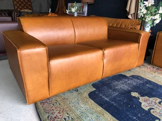 (ON PROMOTION) Brand new 2pc Marconi style genuine leather lounge suite. (2 x 1.8m TWO SEATER SOFAS)