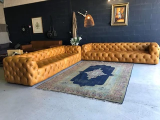 Brand new genuine leather CUBAN STYLE CHESTERFIELD lounge suite. (2 x MASSIVE 3m SOFAS)  R39500 each