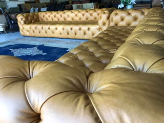 Brand new genuine leather CUBAN STYLE CHESTERFIELD lounge suite. (2 x MASSIVE 3m SOFAS)  R39500 each
