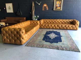 Brand new genuine leather CUBAN STYLE CHESTERFIELD lounge suite. (2 x MASSIVE 3m SOFAS)  R39500 each
