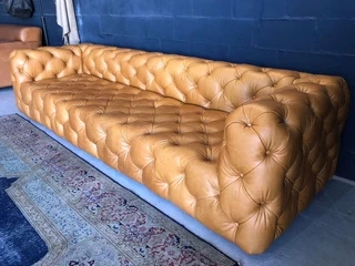 Brand new genuine leather CUBAN STYLE CHESTERFIELD lounge suite. (2 x MASSIVE 3m SOFAS)  R39500 each