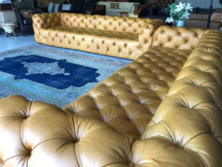 Brand new genuine leather CUBAN STYLE CHESTERFIELD lounge suite. (2 x MASSIVE 3m SOFAS)  R39500 each