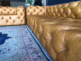 Brand new genuine leather CUBAN STYLE CHESTERFIELD lounge suite. (2 x MASSIVE 3m SOFAS)  R39500 each