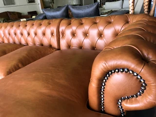 Newly manufactured 3m x 2m  genuine leather Chesterfield daybed unit, (100% FULL GRAIN GAMESKIN)