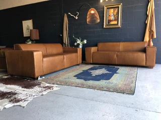 (on Promotion) Brand New 2pc Marconi  genuine Leather Lounge Suite. (2 X Large 2.3m Three Seaters)