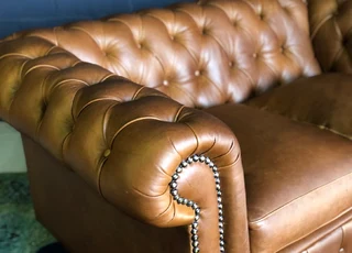 (ON PROMOTION) Brand new 1.8m full grain gameskin genuine leather two seater Chesterfield sofa.
