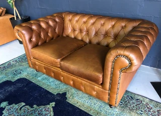 (ON PROMOTION) Brand new 1.8m full grain gameskin genuine leather two seater Chesterfield sofa.