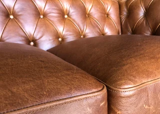 (ON PROMOTION) Brand new 1.8m full grain gameskin genuine leather two seater Chesterfield sofa.