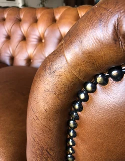 (ON PROMOTION) Brand new 1.8m full grain gameskin genuine leather two seater Chesterfield sofa.