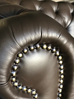 Brand new 2.2m full bovine genuine leather CHESTERFIELD three seater sofa. (IMVELO OXBLOOD BROWN)