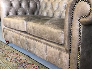 Brand new  1.8m Zambezi genuine leather Chesterfield two seater sofa, 100% FULL EXOTIC GRAIN LEATHER