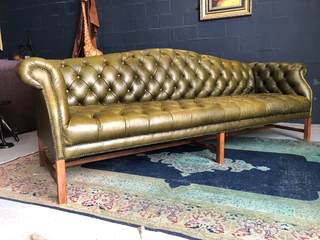 Newly Manufactured 2.3m Genuine Leather Timeless Chesterfield Five Seater Sofa (shiduli Olive Green)