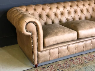Large  2.3m ZAMBEZI GENUINE LEATHER Chesterfield three seater sofa (100% full exotic grain leather)