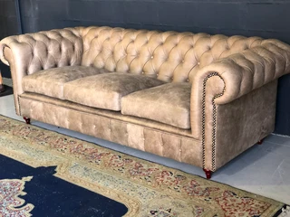 Large  2.3m ZAMBEZI GENUINE LEATHER Chesterfield three seater sofa (100% full exotic grain leather)