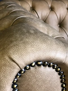 Large  2.3m ZAMBEZI GENUINE LEATHER Chesterfield three seater sofa (100% full exotic grain leather)