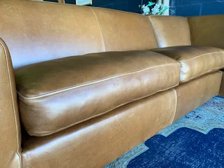 (ON PROMOTION) Extremely large (3m x 3m) KARIBA STYLE genuine leather L-shape corner lounge suite.