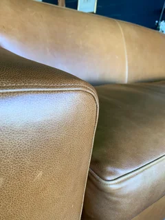 (ON PROMOTION) Extremely large (3m x 3m) KARIBA STYLE genuine leather L-shape corner lounge suite.