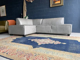 Newly Manufactured (2.5m X 1.7m) Marconi Genuine Leather L-shape Corner Unit. (nevada Pepper Grey)