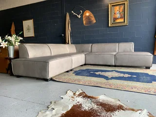 Brand New (3m X 3m) Marconi Style Genuine Leather Modular L-shape Corner Unit (nevada Pepper Grey)