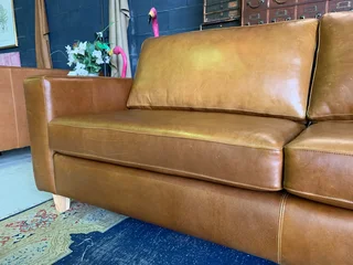 (ON PROMOTION) Brand new &amp; large 2.4m  genuine leather ANNILINE DESIGN three seater sofa.