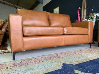 Brand New 1.9m Gameskin Genuine Leather Contemporary Style Two Seater Sofa.