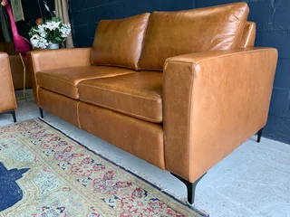Brand new 1.9m gameskin genuine leather CONTEMPORARY STYLE two seater sofa.