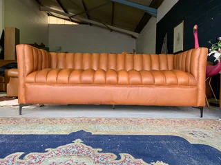 Brand new 2.2m genuine leather MODERN &amp; LUXURIOUS three seater sofa.  (A GRAND STATEMENT PIECE)