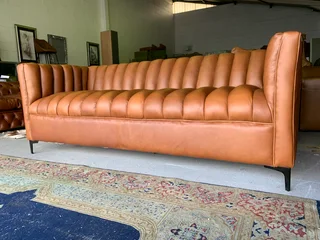 Brand New 2.2m Genuine Leather Modern & Luxurious Three Seater Sofa.  (a Grand Statement Piece)