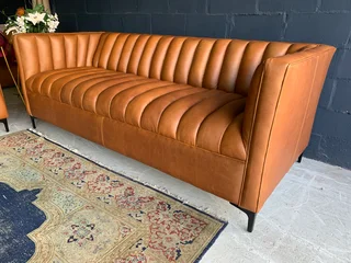 Brand new 2.2m genuine leather MODERN &amp; LUXURIOUS three seater sofa.  (A GRAND STATEMENT PIECE)