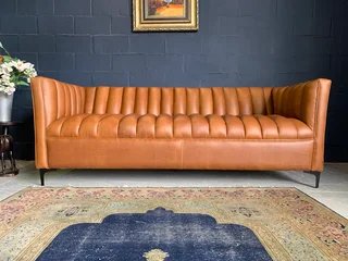 Brand new 2.2m genuine leather MODERN &amp; LUXURIOUS three seater sofa.  (A GRAND STATEMENT PIECE)