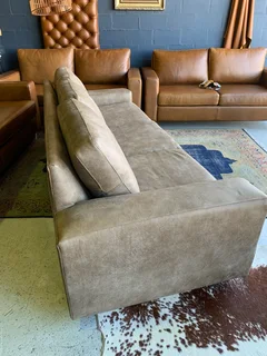 Brand new 2.6m FULL EXOTIC GRAIN  genuine leather Casa design  three  seater sofa. (ZAMBEZI TAUPE)