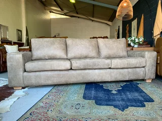 Brand new 2.6m FULL EXOTIC GRAIN  genuine leather Casa design  three  seater sofa. (ZAMBEZI TAUPE)