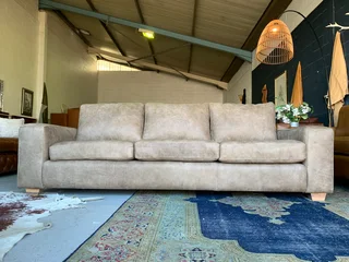 Brand new 2.6m FULL EXOTIC GRAIN  genuine leather Casa design  three  seater sofa. (ZAMBEZI TAUPE)